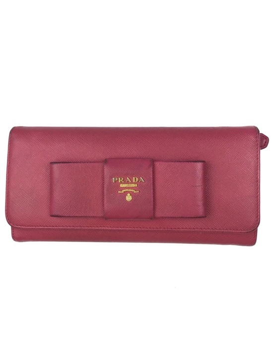 Prada Handbags - PRADA Wallet Fiocco Bow Peonia Pink Saffiano Lux Leather Gold Hardware